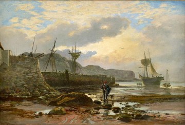 Samuel Rama Painting - Puerto durante la marea baja escenas del puerto marítimo de Samuel Bough